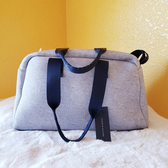 TOMMY HILFIGER WEEKENDER BAG COLOR GREY/ BLUE NEW - Picture 7 of 16